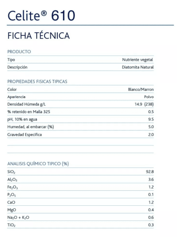 Silicio Orgánico Biodisponible Celite 610 OMRI envío Gratis 30% de descuento