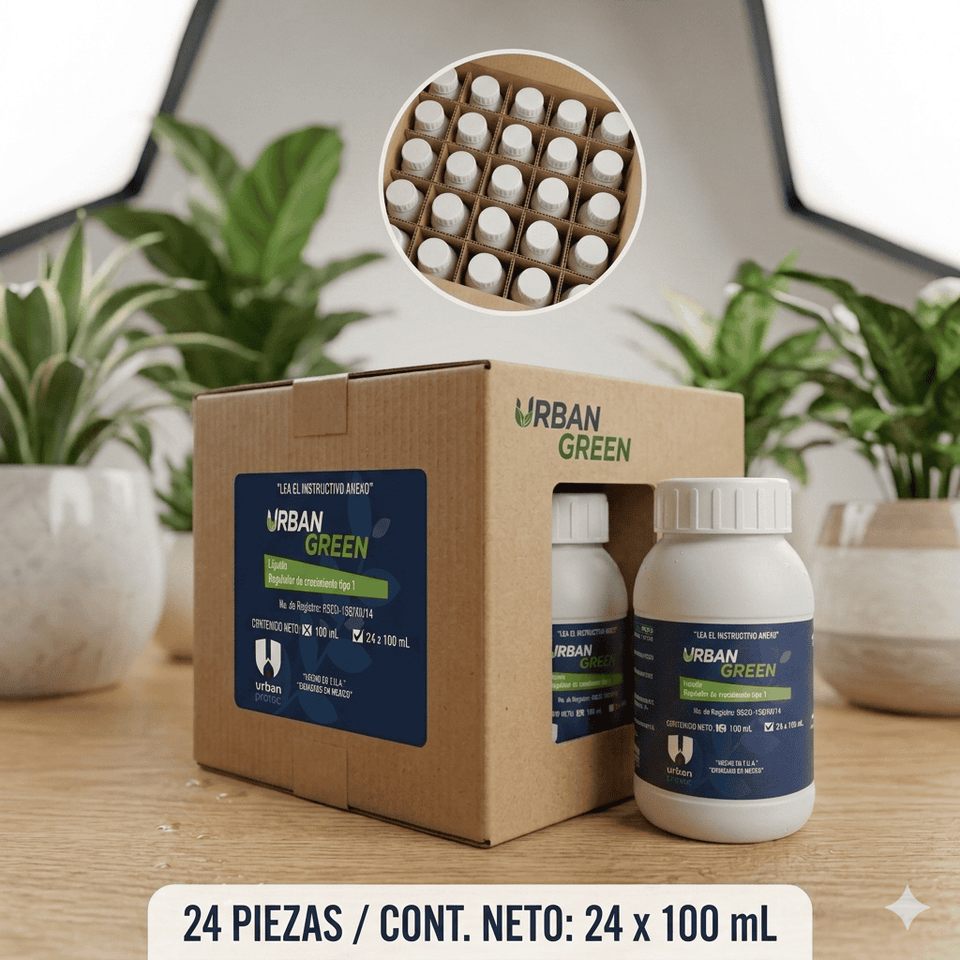 Urban Green – Regulador de Crecimiento y Bioestimulante de Alto Rendimiento (100 ml / Caja 24 pzas) 30% de descuento