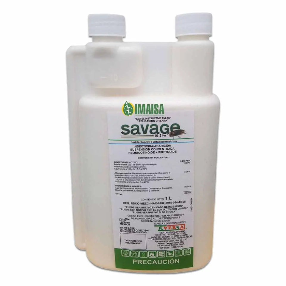 Imidacloprid + Alfacipermetrina Savage® 1L VERUR caja con 12 piezas de 950 ml 30% de descuento