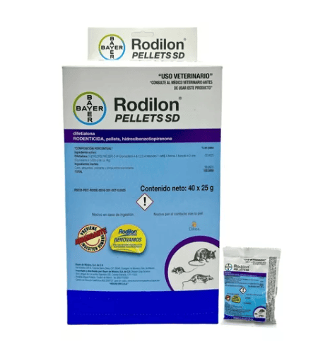 Rodenticida Raticida Rodilon Pellets SD Bayer Caja con 40 sobres de 25 gramos 30% de descuento