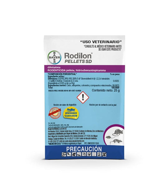 Rodenticida Raticida Rodilon Pellets SD Bayer Caja con 40 sobres de 25 gramos 30% de descuento